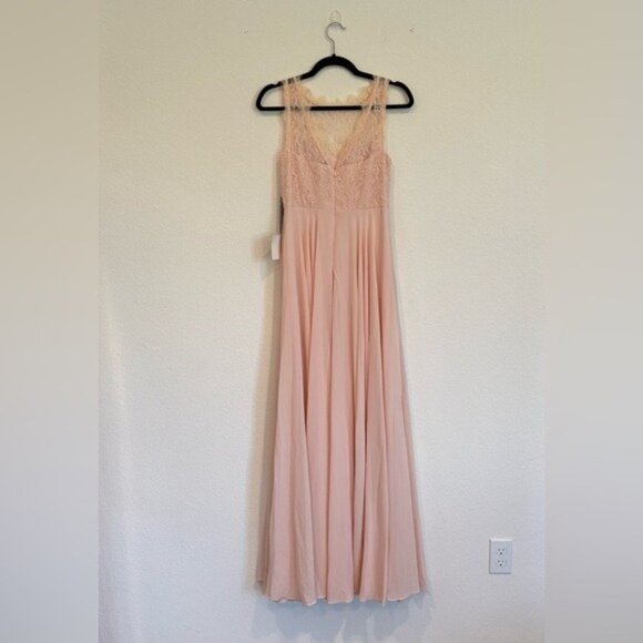 Lulus Size XS Divine Evening Blush Pink Lace Chiffon Maxi Dress NWT - Picture 8 of 10